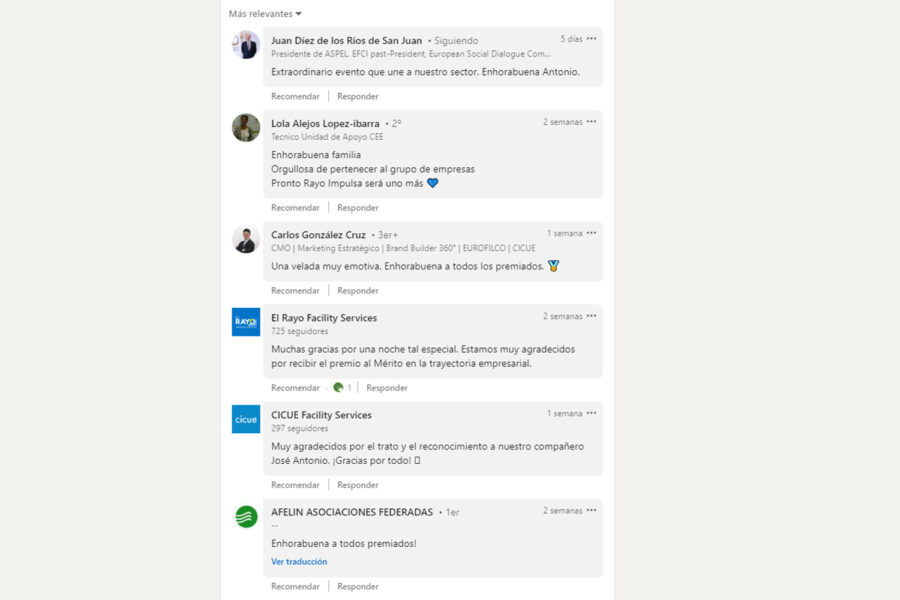 comentarios linkedin premios