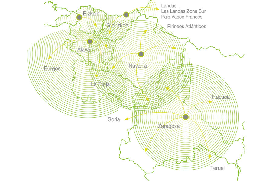 Zonas de influencia de la nueve sede Juper Ebro